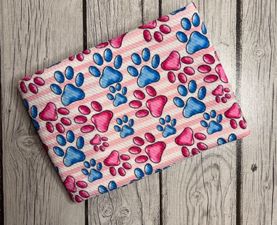 Pre-Cut Bullet Striped Pink Blue Paws Animals for headwraps, bows on nylons or clips 5.5-6x60
