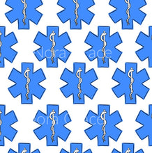 Load image into Gallery viewer, Ready to Ship DBP Fabric Paramedic Symbol Medical Career makes great bows, head wraps, bummies, and more.