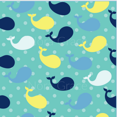Pre-Order Polka Dot Whales Baby Print Animals Bullet, DBP, Rib Knit, Cotton Lycra + other fabrics