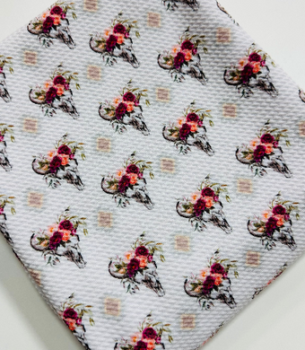 Pre-Cut Bullet Fabric Strips Vintage Roses Floral Boho Skull Western for headwraps, bows on nylons or clips 5.5-6x60