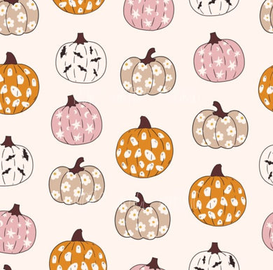 Pre-Order Pattern Fall Pumpkins Halloween Bullet, DBP, Rib Knit, Cotton Lycra + other fabrics