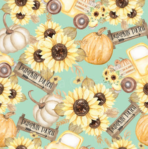 Pre-Order Sunflower Pumpkin Patch Fall Food Bullet, DBP, Rib Knit, Cotton Lycra + other fabrics