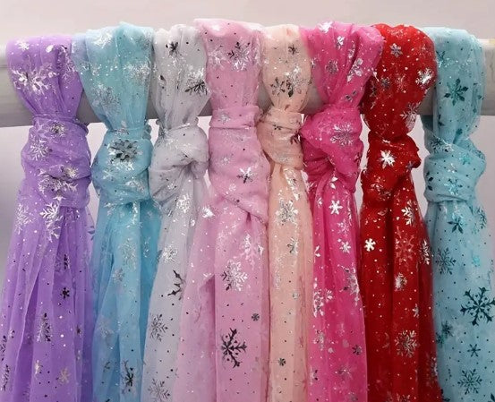 Ready to Ship Tulle Snowflake Design in Baby Pink, Red, White and Blue makes great bows, head wraps, bummies, and more.