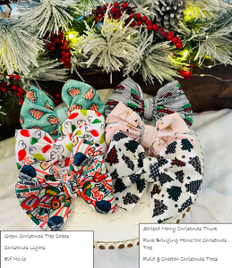 Christmas Knotted Headbands & Matching Bow on Nylon Sets