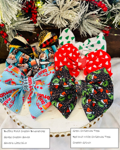 Christmas Knotted Headbands & Matching Bow on Clips