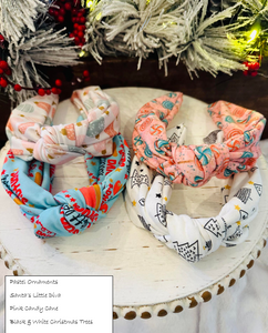 Christmas Knotted Headbands & Matching Bow on Nylon Sets