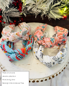 Christmas Knotted Headbands & Matching Bow on Clips