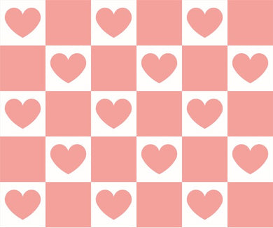 Pre-Order Pink & White Plaid Valentine Heart Shapes Bullet, DBP, Rib Knit, Cotton Lycra + other fabrics