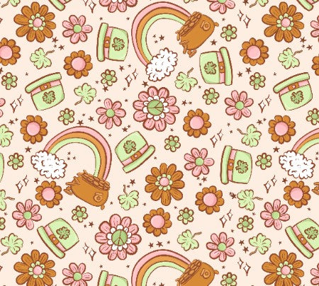 Lucky St. Patrick's Day Floral Rainbow Bullet, DBP, Rib Knit, Velvet, Cotton Like Knits + other fabrics