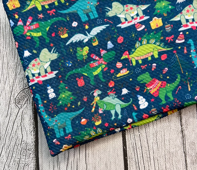 Ready to Ship Bullet fabric Christmas Dinos Animals makes great bows, head wraps, bummies, and more.
