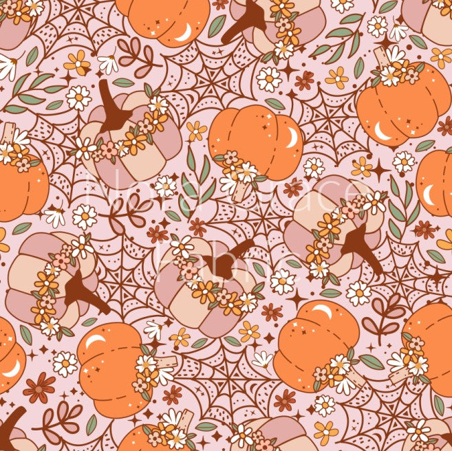 Pre-Order Spooky Halloween Fall Floral Bullet, DBP, Rib Knit, Cotton Lycra + other fabrics