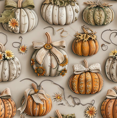 Made to Order Sunflower Fall Pumpkins Faux 3D Bullet, DBP, Rib Knit + other fabrics