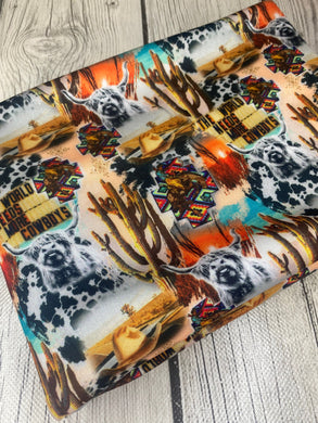 Ready to Ship Swim fabric Western Vibes Animals makes great bows, head wraps, bummies, and more.