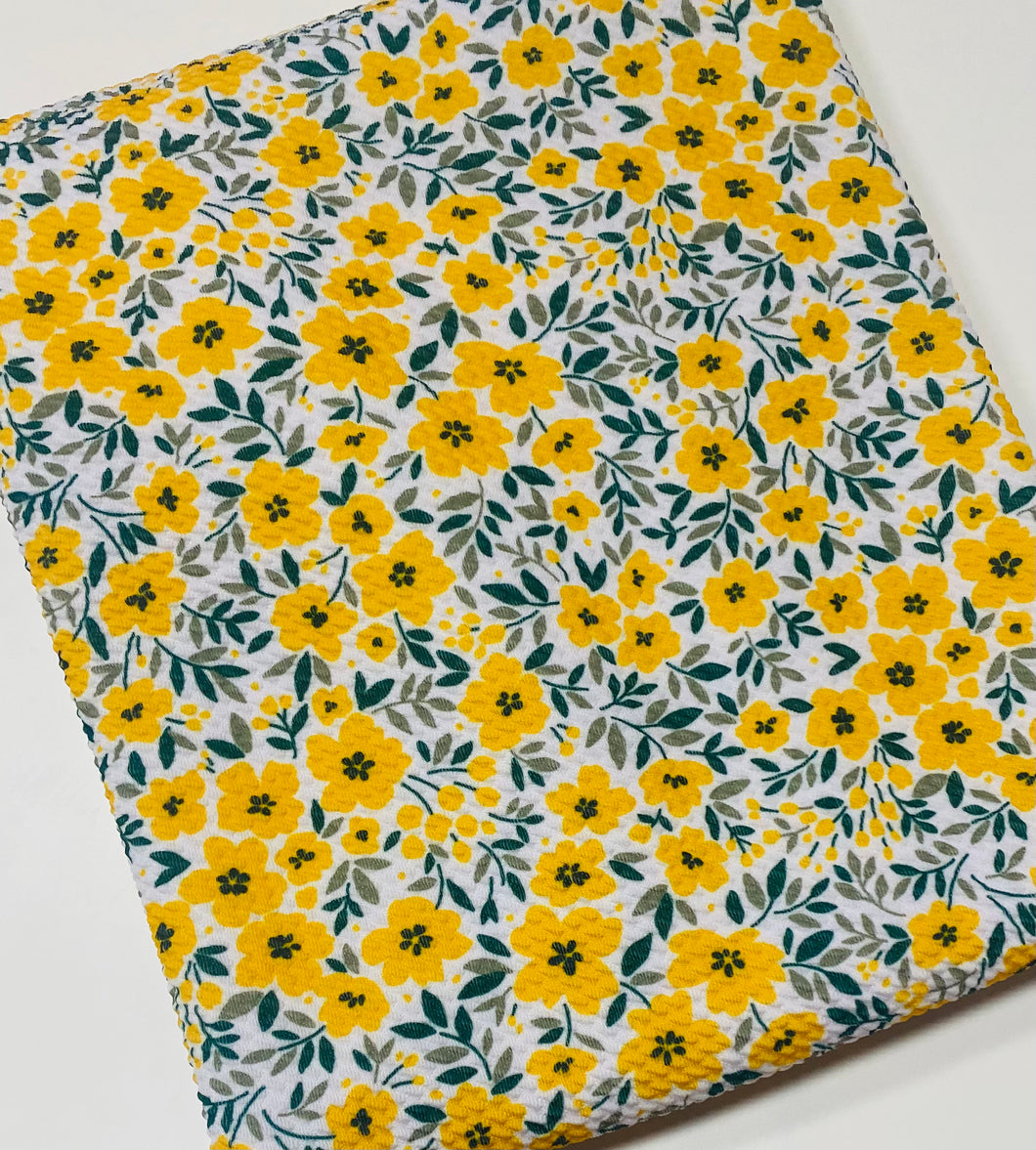 Ready to Ship Bullet Mini Yellow Floral makes great bows, head wraps, bummies, and more.