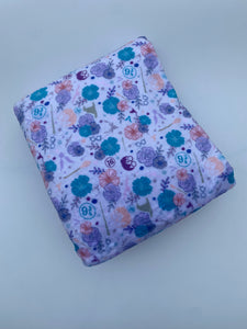 Ready to Ship Minky Wizard Inspired Floral Characters makes great blankets, towels, and more.