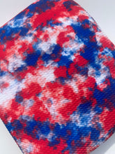 Load image into Gallery viewer, Pre-Order Bullet, DBP, Velvet and Rib Knit fabric Fourth of July Patriotic Smoky Paint Splat makes great bows, head wraps, bummies, and more.