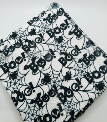 Ready to Ship Distressed Black and White Halloween Boo Ghost & Spiderweb makes great bows, head wraps, bummies, and more.