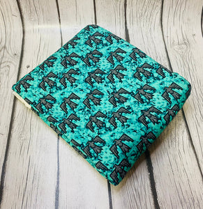 Ready to Ship DBP Turquoise Thunderbird Leopard Animal Western makes great bows, head wraps, bummies, and more.