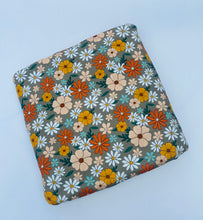 Load image into Gallery viewer, Pre-Order Brown Spring Boho Daisy Floral Bullet, DBP, Rib Knit, Cotton Lycra + other fabrics