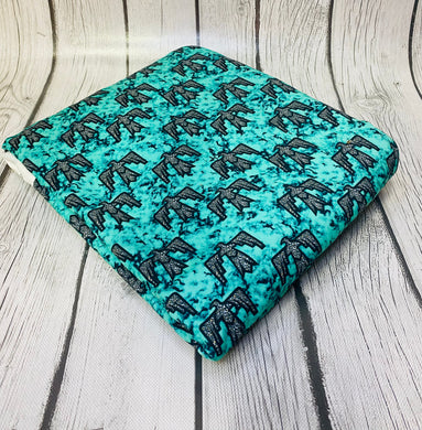 Ready to Ship DBP Turquoise Thunderbird Leopard Animal Western makes great bows, head wraps, bummies, and more.