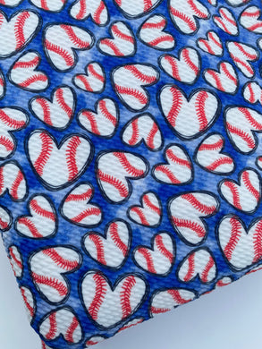 Ready to Ship Bullet knit fabric Blue Baseball Love Sports/Teams makes great bows, head wraps, bummies, and more.