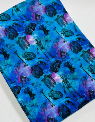 Ready to Ship DBP Fabric Halloween Anatomy Purple & Blue Medical Career makes great bows, head wraps, bummies, and more.