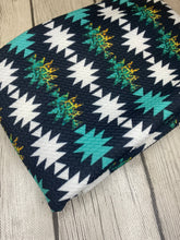 Load image into Gallery viewer, Ready to Ship Bullet Fabric Teal Cheetah Aztec Western Animals makes great bows, head wraps, bummies, and more.