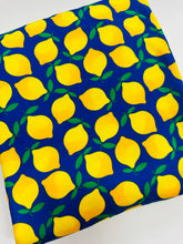 Load image into Gallery viewer, Pre-Order Dark Blue Lemons Food Bullet, DBP, Rib Knit, Cotton Lycra + other fabrics