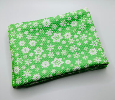 Ready to Ship Bullet Green Snowflakes makes great bows, head wraps, bummies, and more.