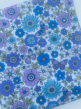 Load image into Gallery viewer, Pre-Order Periwinkle, Lavender and White Floral Butterflies Bullet, DBP, Rib Knit, Cotton Lycra + other fabrics
