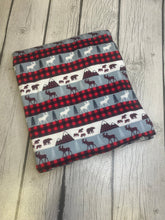 Load image into Gallery viewer, Ready to Ship DBP fabric Buffalo Plaid Winter Christmas Animals makes great bows, head wraps, bummies, and more.