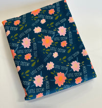 Load image into Gallery viewer, Ready to Ship Bullet fabric Little Sister Teal Title Floral makes great bows, head wraps, bummies, and more.