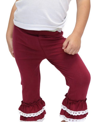 Ruffle Capris in Pink & Maroon