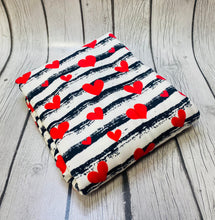 Load image into Gallery viewer, Ready to Ship DBP Distressed Striped Red Hearts Valentine Shapes makes great bows, head wraps, bummies, and more.