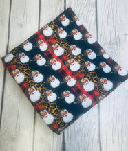 Load image into Gallery viewer, Ready to Ship DBP fabric Cheetah Buffalo Plaid Santa Christmas Animal makes great bows, head wraps, bummies, and more.