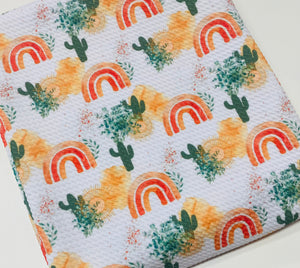 Pre-Order Boho Floral Rainbow Cactus Seasons Bullet, DBP, Rib Knit, Cotton Lycra + other fabrics