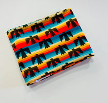 Load image into Gallery viewer, Ready to Ship Swim fabric Striped Thunderbirds Western Animals Shapes makes great bows, head wraps, bummies, and more.