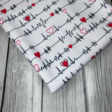 Load image into Gallery viewer, Ready to Ship Bullet fabric Heartbeat White Medical Career makes great bows, head wraps, bummies, and more.