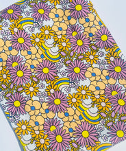 Load image into Gallery viewer, Ready to Ship DBP fabric Retro Rainbow Floral Seasons makes great bows, head wraps, bummies, and more.