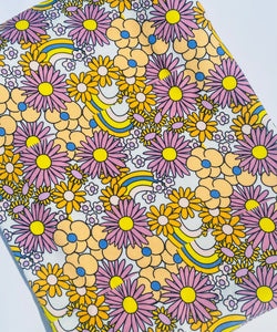 Ready to Ship DBP fabric Retro Rainbow Floral Seasons makes great bows, head wraps, bummies, and more.