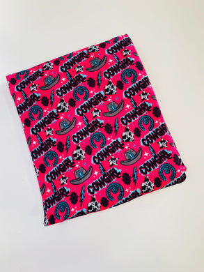 Ready to Ship DBP Fabric Hot Pink Cowgirl Western makes great bows, head wraps, bummies, and more.