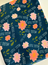 Load image into Gallery viewer, Pre-Order Bullet, DBP, Velvet and Rib Knit fabric Little Sister Teal Title Floral makes great bows, head wraps, bummies, and more.