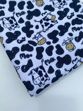 Load image into Gallery viewer, Ready to Ship Bullet fabric Milk Does A Body Good Cow Animals makes great bows, head wraps, bummies, and more.