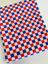 Load image into Gallery viewer, Ready to Ship Bullet Blue &amp; Red Vans Inspired Fourth of July Checkered Shapes makes great bows, head wraps, bummies