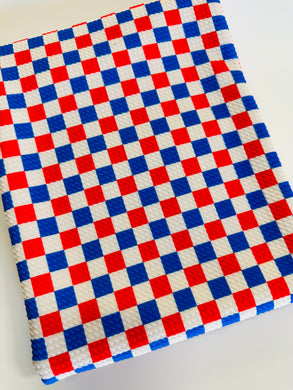 Ready to Ship Bullet Blue & Red Vans Inspired Fourth of July Checkered Shapes makes great bows, head wraps, bummies