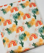 Load image into Gallery viewer, Ready to Ship Rib Knit Boho Floral Rainbow Cactus Seasons makes great bows, head wraps, bummies, and more.