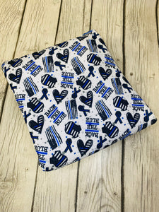 Ready to Ship Bullet fabric Back the Blue Dotted Career makes great bows, head wraps, bummies, and more.