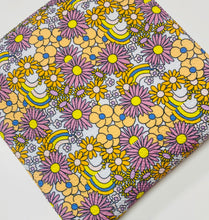 Load image into Gallery viewer, Pre-Cut Bullet Retro Rainbow Floral Seasons for headwraps, bows on nylons or clips 5.5-6x60