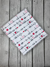 Load image into Gallery viewer, Ready to Ship Bullet fabric Heartbeat White Medical Career makes great bows, head wraps, bummies, and more.