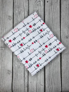 Ready to Ship Bullet fabric Heartbeat White Medical Career makes great bows, head wraps, bummies, and more.